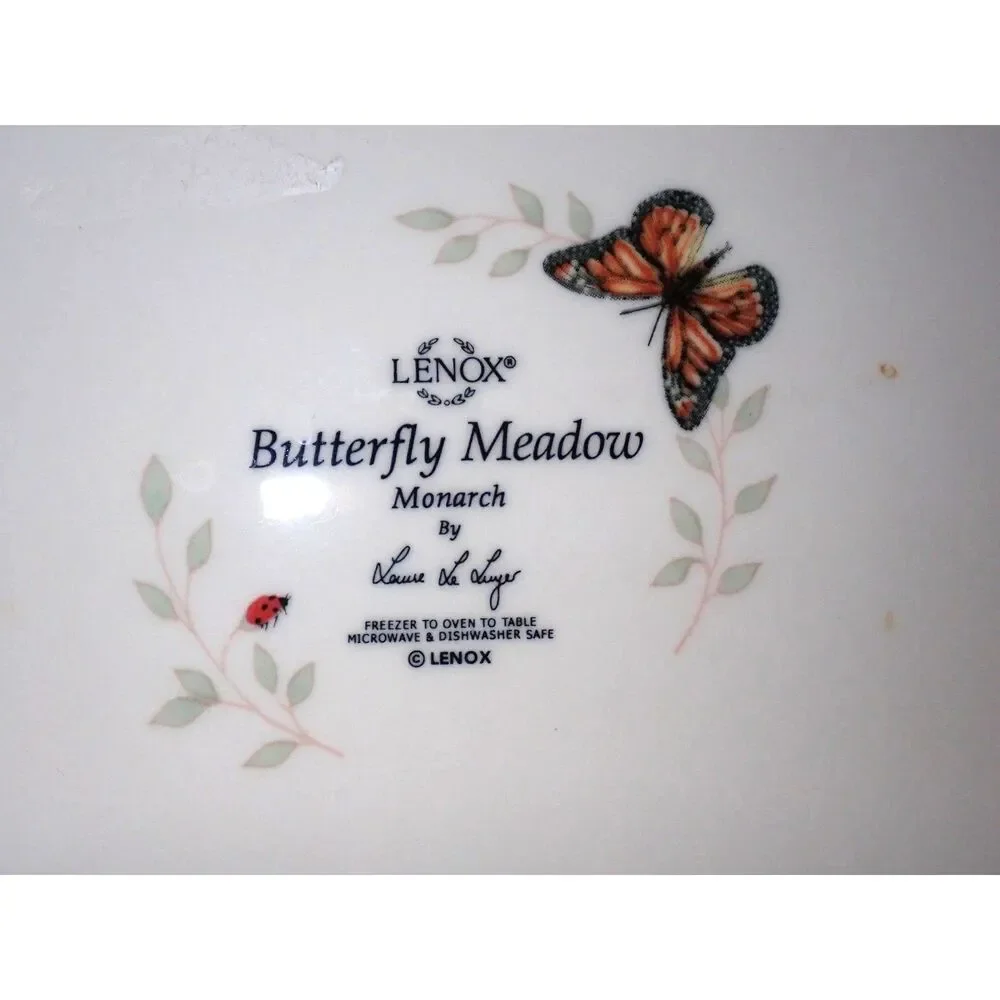 Lenox Butterfly Meadow Monarch Dinner Plate White Porcelain Floral 10.75 in